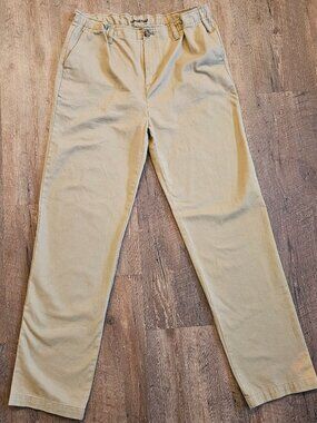Lands’ End Boys Husky Khaki Pants Size 18H Adjustable Waist Tan School Uniform